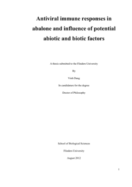 Antiviral Immune Responses in Abalone and Influence of Potential Abiotic and Biotic Factors