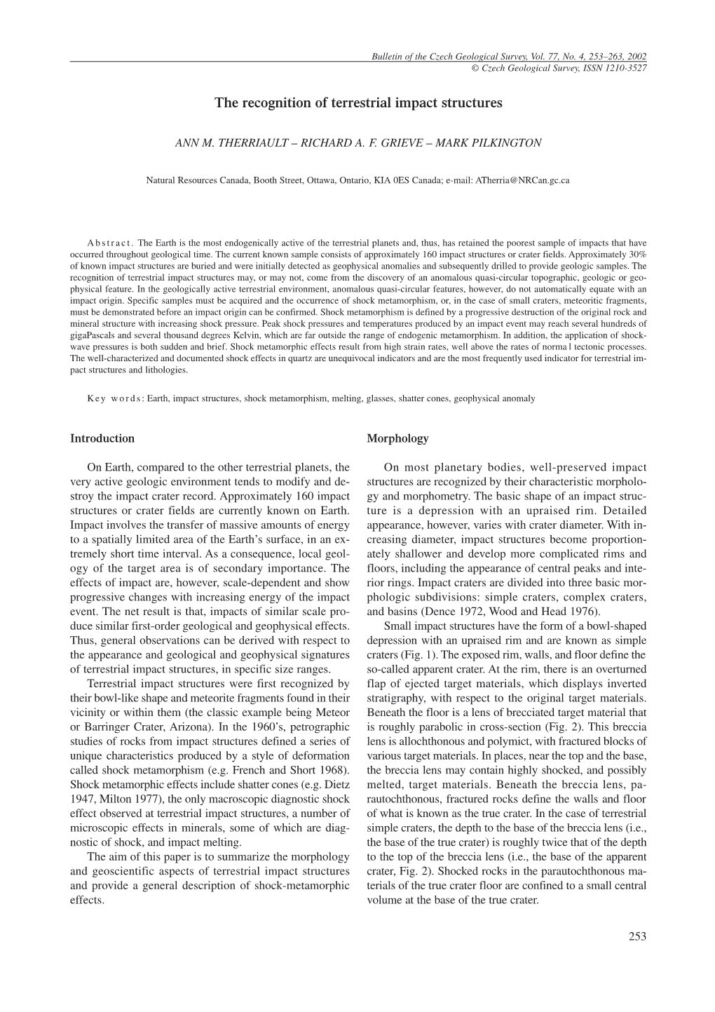 The Recognition of Terrestrial Impact Structures