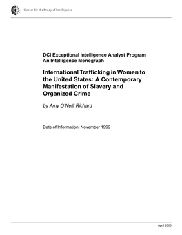 International Trafficking in Women to the United States: a Contemporary Manifestation of Slavery and Organized Crime
