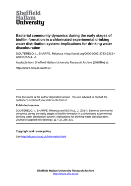 Bacterial Community Dynamics During the Early Stages of Biofilm Formation