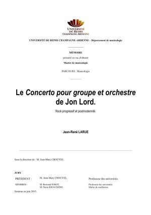 Le Concerto Pour Groupe Et Orchestre De Jon Lord