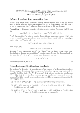 Separating Discs G-Topologies and Grothendieck Topologies