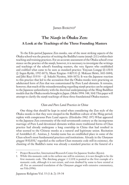 The Nianfo in ºbaku Zen: a Look at the Teachings of the Three Founding Masters