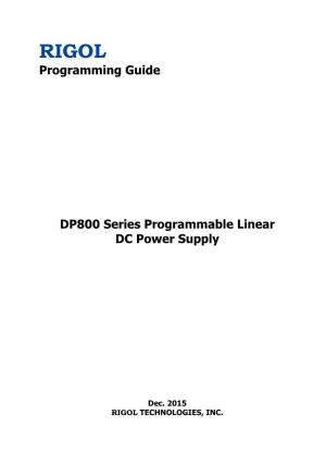 Programming Guide DP800 Series Programmable Linear DC Power