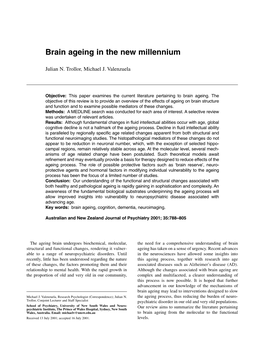 Brain Ageing in the New Millennium