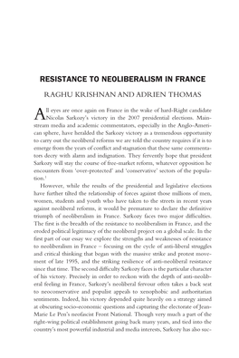 Resistance to Neoliberalism in France