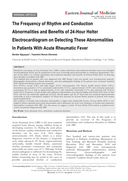 The Frequency of Rhythm and Conduction Abnormalities and Benefits of 24-Hour Holter Electrocardiogram on Detecting These Abnormalities