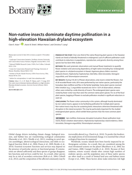 Non‐Native Insects Dominate Daytime Pollination in a High‐Elevation