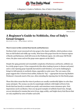 A Beginner's Guide to Nebbiolo, One of Italy's Great Grapes