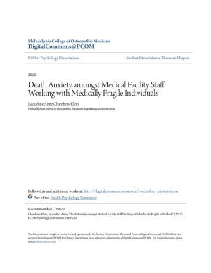 Death Anxiety Amongst Medical Facility Staff Working with Medically Fragile Individuals