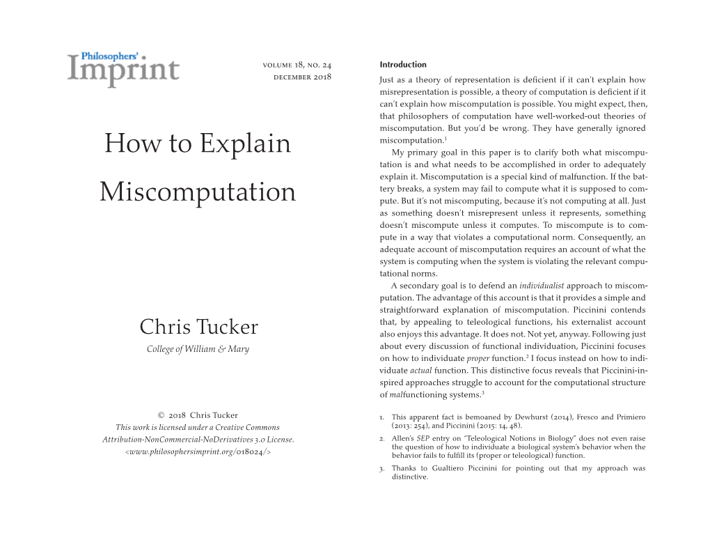 How to Explain Miscomputation
