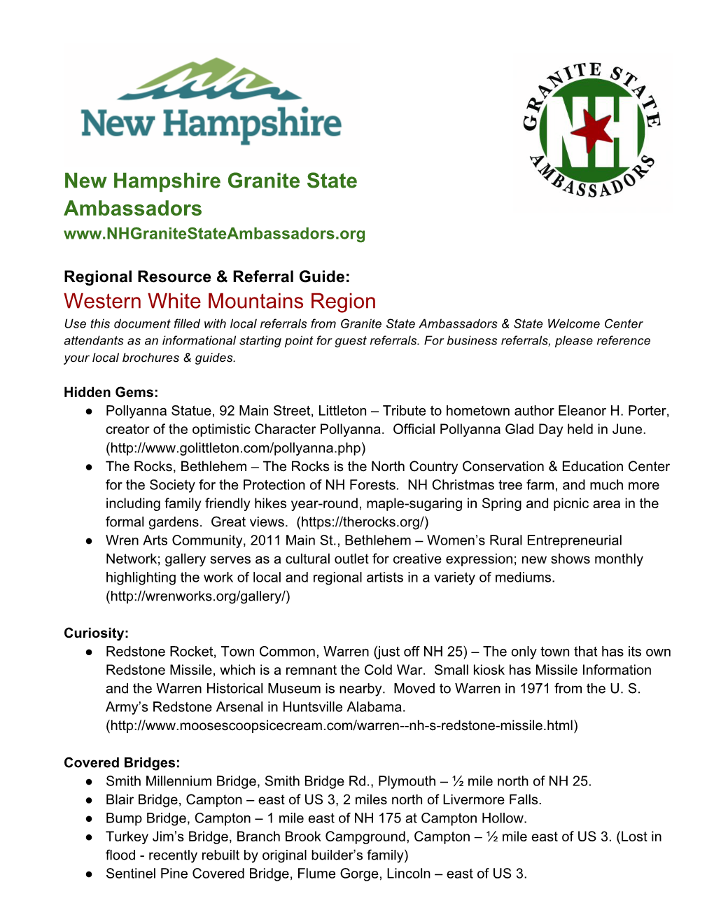 New Hampshire Granite State Ambassadors