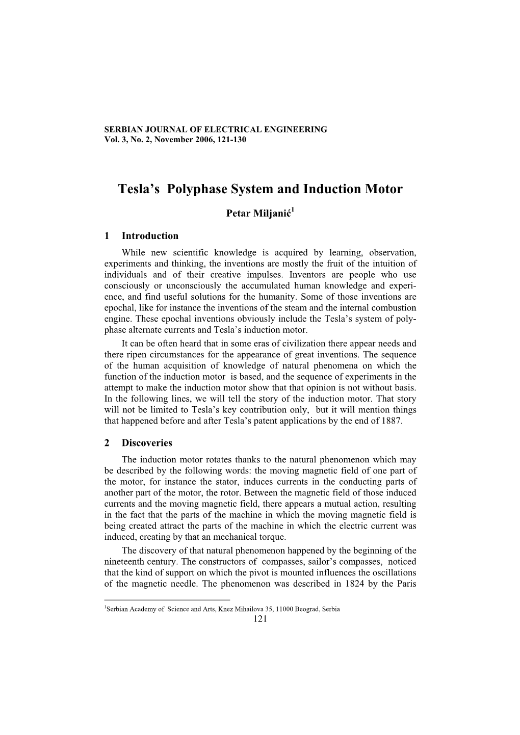 Tesla's Polyphase System and Induction Motor