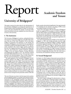 University of Bridgeport1 Academic Freedom and Tenure