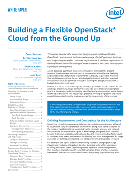 Building a Flexible Openstack* Cloud from the Ground Up