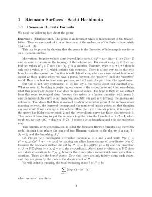 1 Riemann Surfaces - Sachi Hashimoto