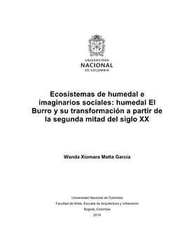 Humedal El Burro Y Su Transformación a Partir De La Segunda Mitad Del Siglo XX