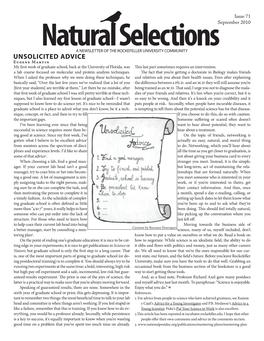 UNSOLICITED ADVICE Eugene Martin My First Week of Graduate School, Back at the University of Florida, Was This Last Part Sometimes Requires an Intervention