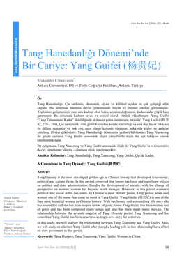 Tang Hanedanlığı Dönemi'nde Bir Cariye: Yang Guifei (杨贵妃)
