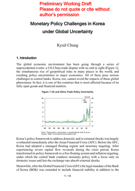 Monetary Policy Challenges in Korea Under Global Uncertainty