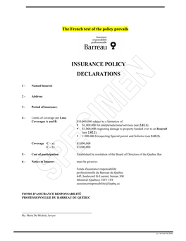 Insurance Policy 2020