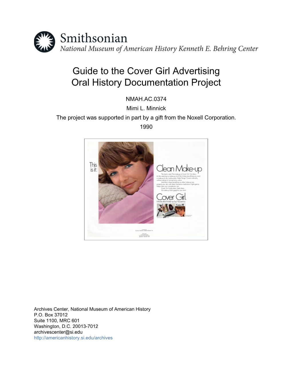 Guide to the Cover Girl Advertising Oral History Documentation Project