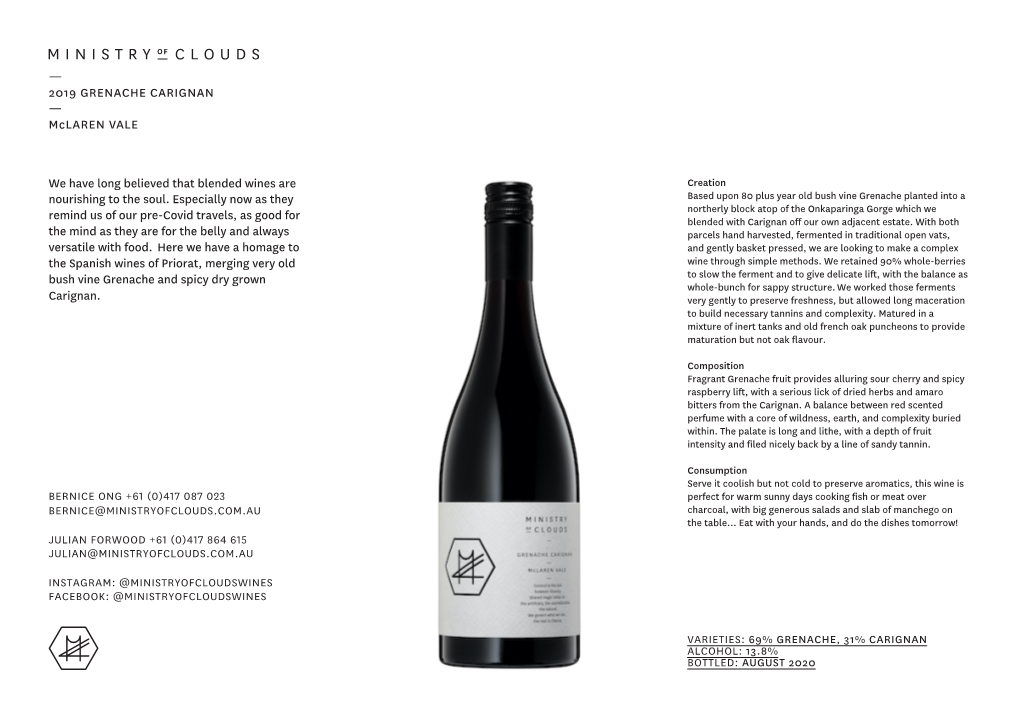 2019 GRENACHE CARIGNAN — Mclaren VALE