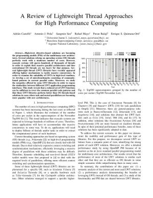 A Review of Lightweight Thread Approaches for High Performance Computing