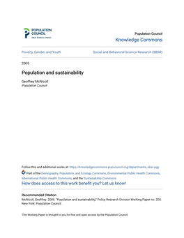 Population and Sustainability