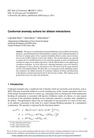 Conformal Anomaly Actions for Dilaton Interactions