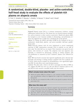 A Randomized, Doubleblind, Placebo and Activecontrolled, Halfhead