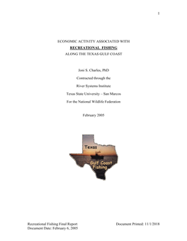Recreational Fishing Final Report Document Printed: 11/1/2018 Document Date: February 6, 2005 2