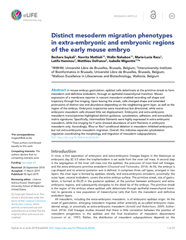 Distinct Mesoderm Migration Phenotypes in Extra-Embryonic And