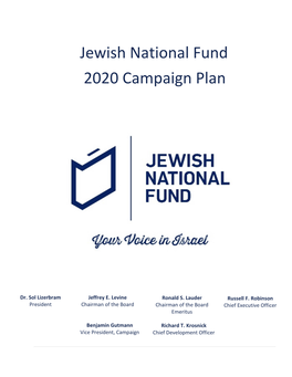 Jewish National Fund 2020 Campaign Plan