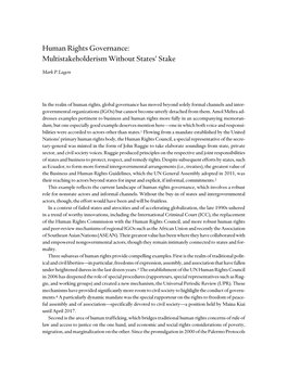 Human Rights Governance: Multistakeholderism Without States’ Stake