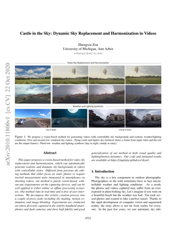 Castle in the Sky: Dynamic Sky Replacement and Harmonization in Videos
