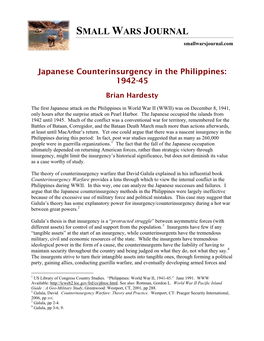 Japanese Counterinsurgency in the Philippines: 1942-45