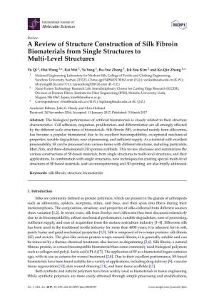 A Review of Structure Construction of Silk Fibroin Biomaterials from Single Structures to Multi-Level Structures