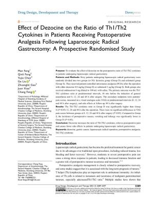 Effect of Dezocine on the Ratio of Th1/Th2 Cytokines in Patients