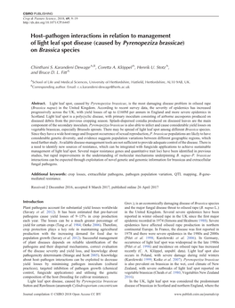 Host„&Ndash;„Pathogen Interactions in Relation To