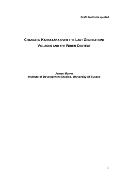 Change in Rural Karnataka Over the Last Generation