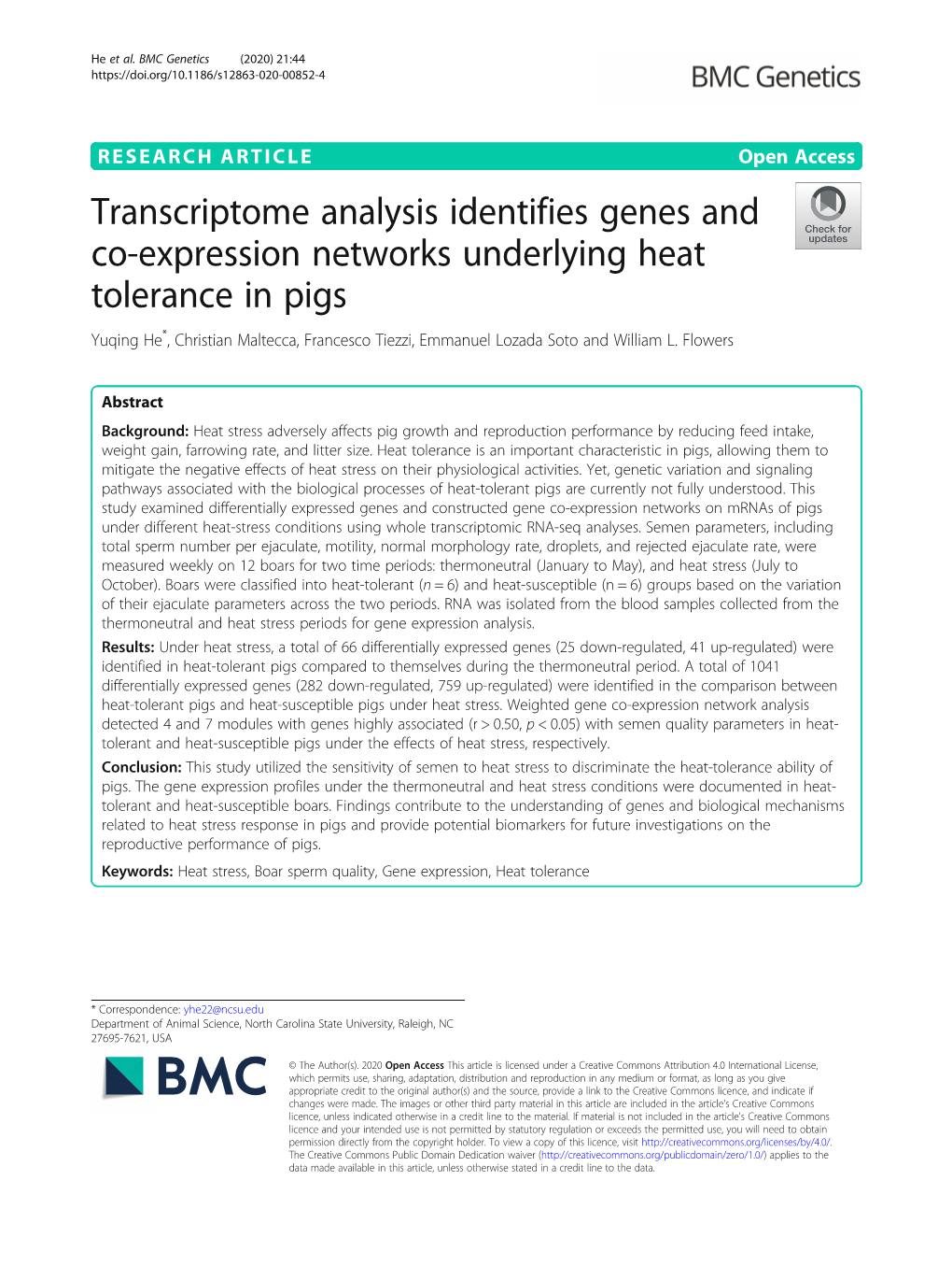 Transcriptome Analysis Identifies Genes and Co-Expression Networks