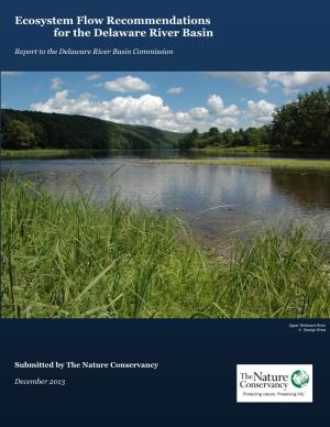Ecosystem Flow Recommendations for the Delaware River Basin