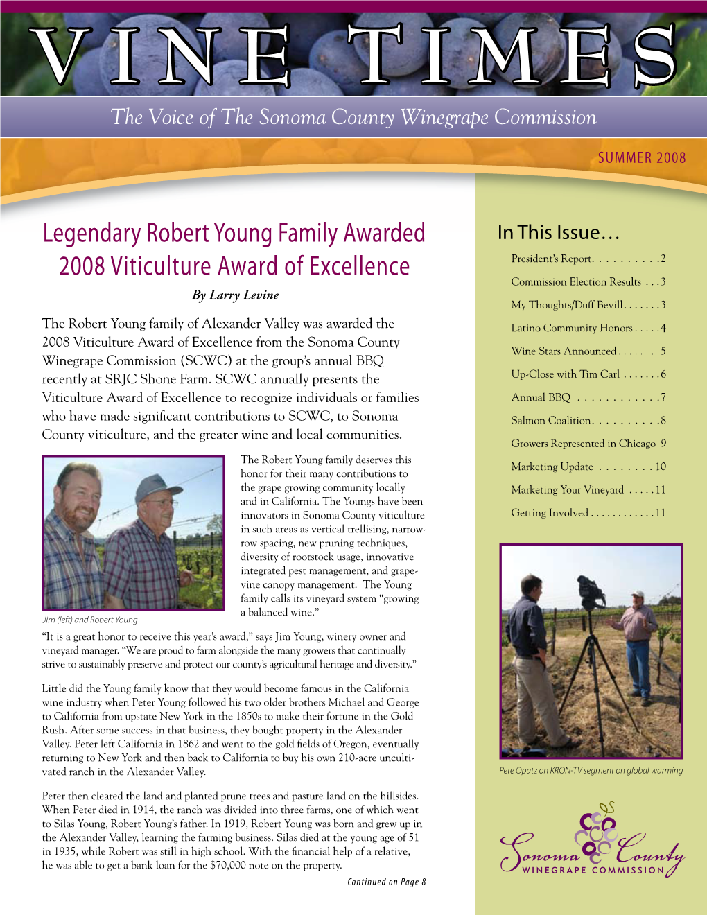 Legendary Robert Young Family Awarded 2008 Viticulture Award of Excellence