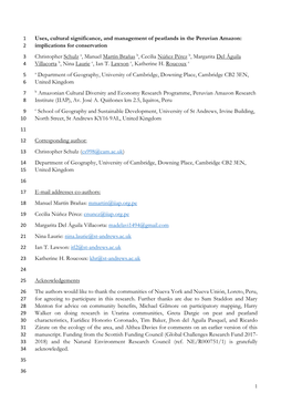 Uses, Cultural Significance, and Management of Peatlands in The