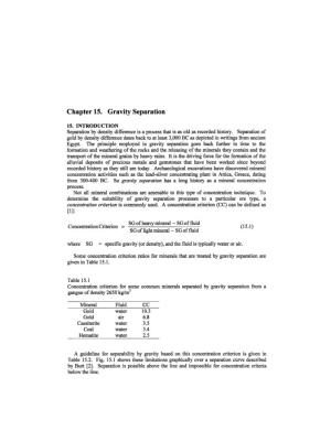 Chapter 15. Gravity Separation