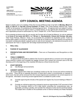 City Council Meeting Agenda