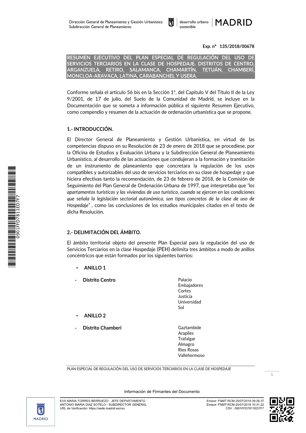 Resumen Ejecutivo Del Plan Especial De Regulación Del Uso De Servicios Terciarios En La Clase De Hospedaje