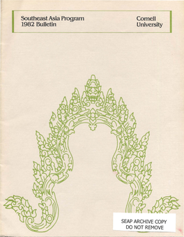Southeast Asia Program 1982 Bulletin Cornell University