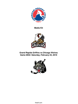 Media Kit Grand Rapids Griffins Vs Chicago Wolves Game #832